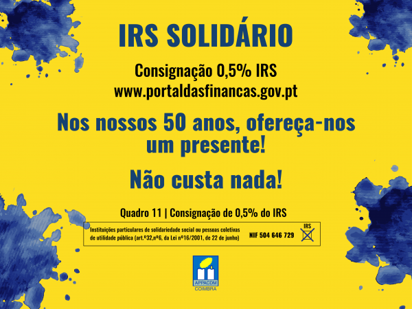 Consigne 0,5% do seu IRS à APPACDM Coimbra